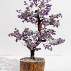 Zen Amethyst Good Luck Crystal Tree - Prosperity | 500 Beads | Wood Base | The Zen Crystals The Zen Crystals