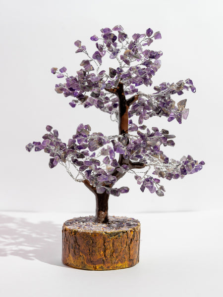 Zen Amethyst Good Luck Crystal Tree - Prosperity | 500 Beads | Wood Base | The Zen Crystals The Zen Crystals