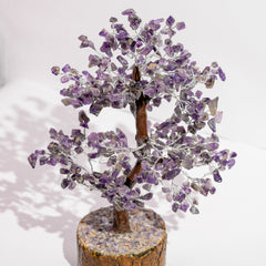 Zen Amethyst Good Luck Crystal Tree - Prosperity | 500 Beads | Wood Base | The Zen Crystals The Zen Crystals
