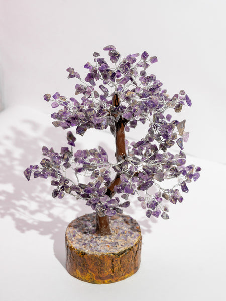 Zen Amethyst Good Luck Crystal Tree - Prosperity | 500 Beads | Wood Base | The Zen Crystals The Zen Crystals