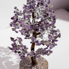 Zen Amethyst Good Luck Crystal Tree - Prosperity | 500 Beads | Wood Base | The Zen Crystals The Zen Crystals