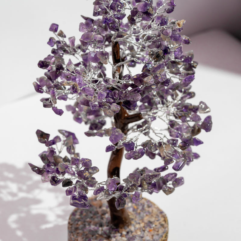 Zen Amethyst Good Luck Crystal Tree - Prosperity | 500 Beads | Wood Base | The Zen Crystals The Zen Crystals