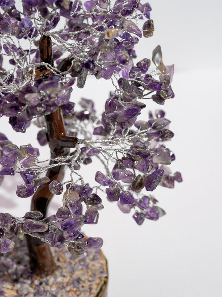 Zen Amethyst Good Luck Crystal Tree - Prosperity | 500 Beads | Wood Base | The Zen Crystals The Zen Crystals