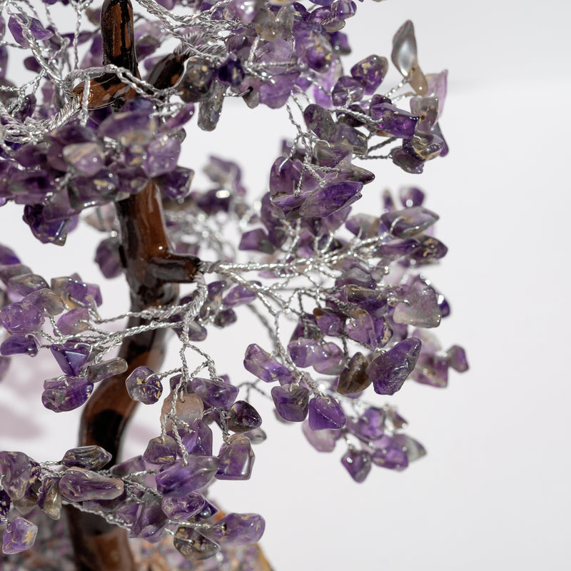 Zen Amethyst Good Luck Crystal Tree - Prosperity | 500 Beads | Wood Base | The Zen Crystals The Zen Crystals