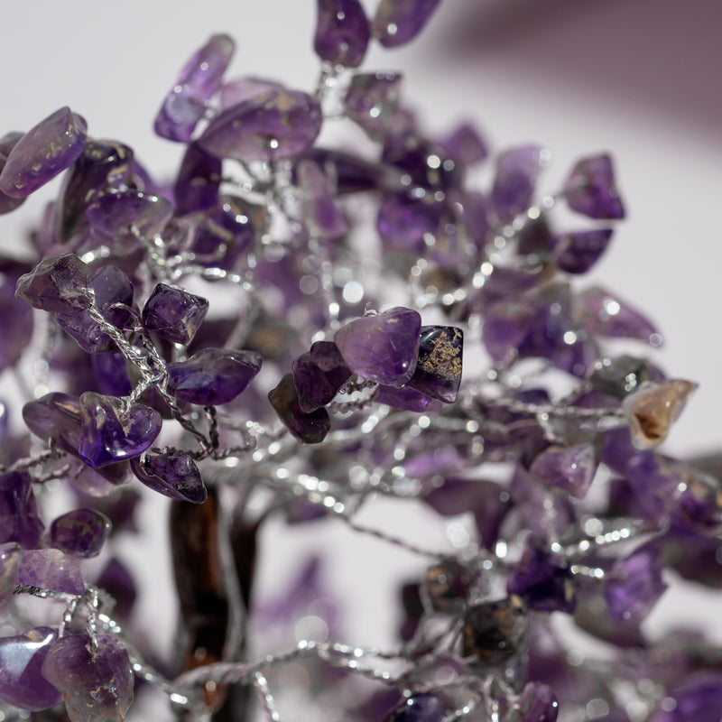 Zen Amethyst Good Luck Crystal Tree - Prosperity | 500 Beads | Wood Base | The Zen Crystals The Zen Crystals