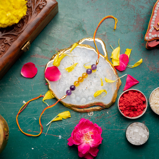 Zen Citrine & Amethyst Rakhi | The Zen Crystals The Zen Crystals