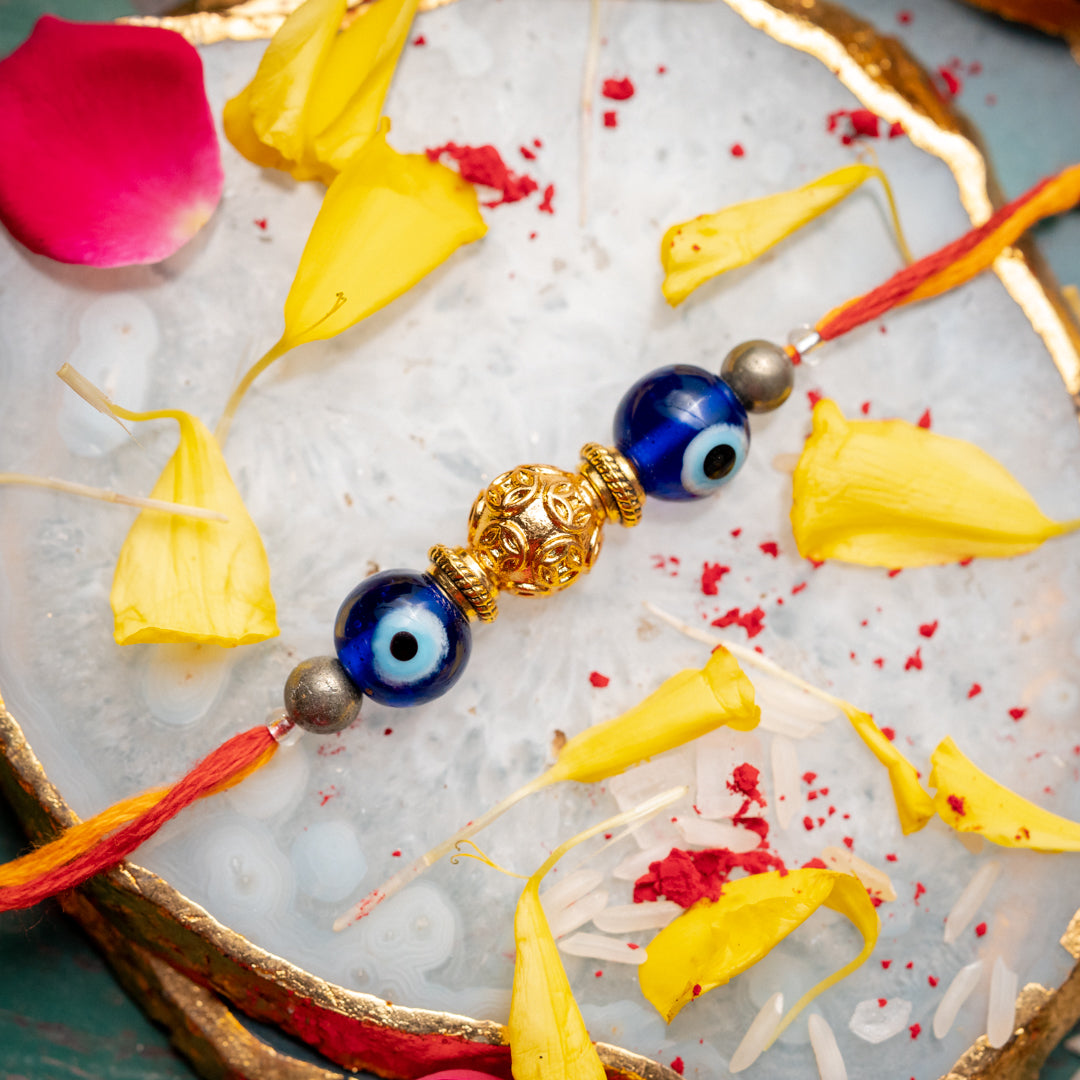 Zen Evil Eye & Pyrite Rakhi | The Zen Crystals The Zen Crystals