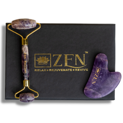 Amethyst Roller & Gua Sha COMBO | The Zen Crystals The Zen Crystals