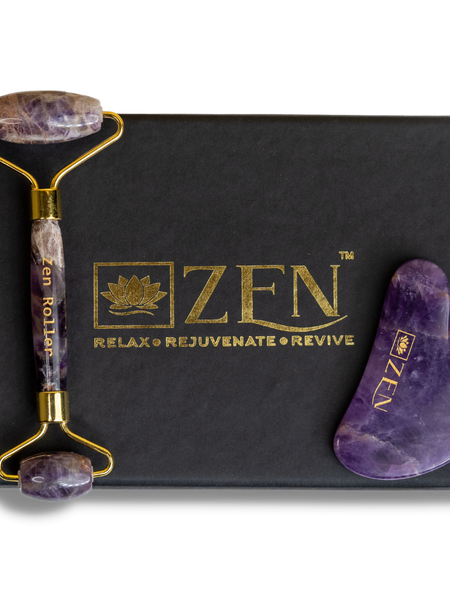 Amethyst Roller & Gua Sha COMBO | The Zen Crystals The Zen Crystals