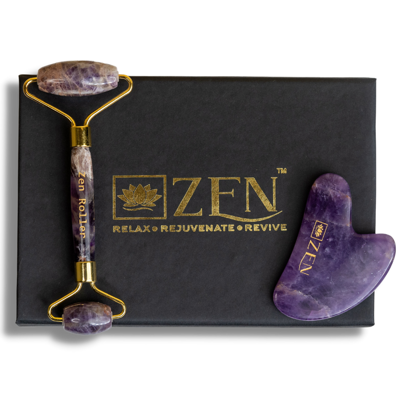 Amethyst Roller & Gua Sha COMBO | The Zen Crystals The Zen Crystals