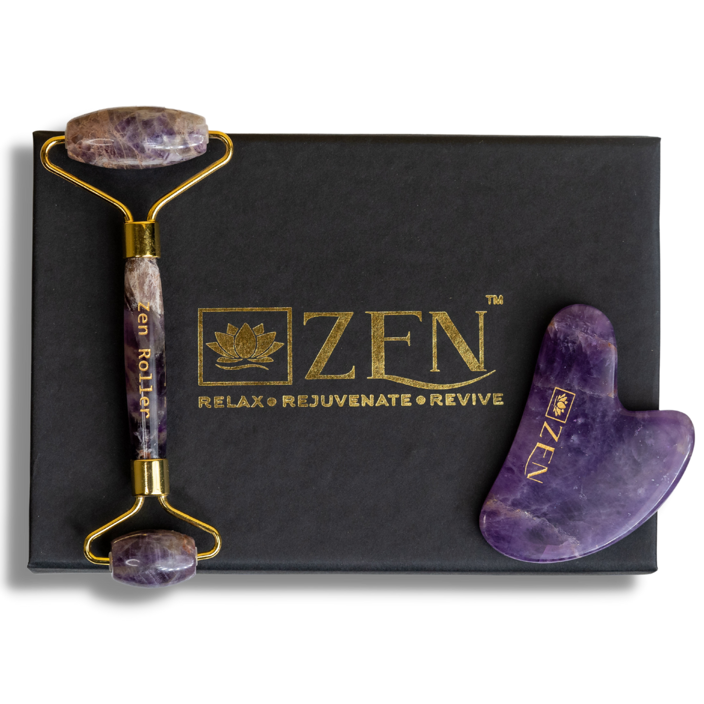 Amethyst Roller & Gua Sha COMBO | The Zen Crystals The Zen Crystals