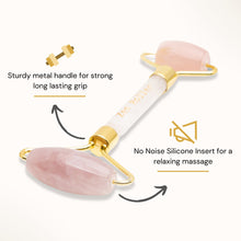 Load image into Gallery viewer, ZEN Rose Quartz Roller &amp; Gua Sha [COMBO] | Authentic &amp; Certified | The Zen Crystals - The Zen Crystals

