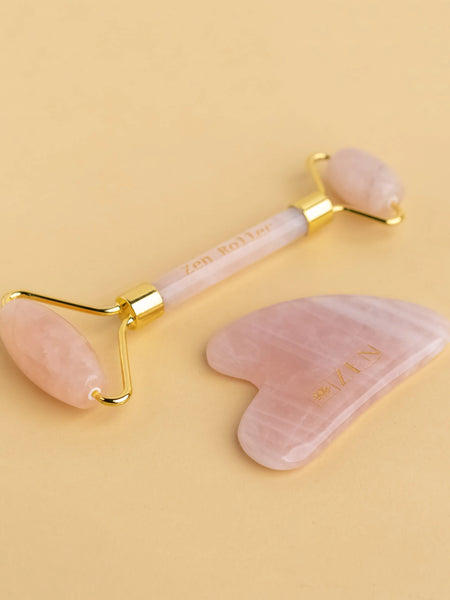 ZEN Rose Quartz Roller & Gua Sha [COMBO] | Authentic & Certified | The Zen Crystals - The Zen Crystals