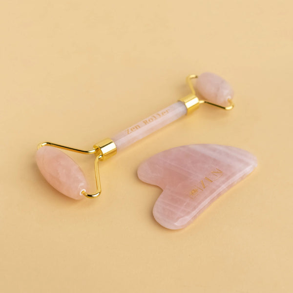 ZEN Rose Quartz Roller & Gua Sha [COMBO] | Authentic & Certified | The Zen Crystals - The Zen Crystals