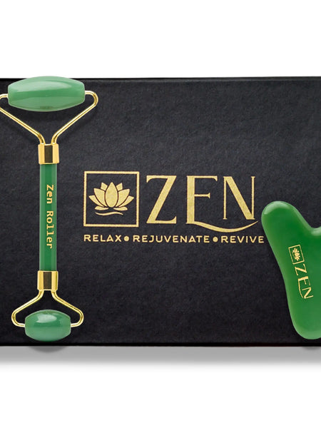Zen Jade Roller & Gua Sha Set | Authentic & Certified – The Zen Crystals - The Zen Crystals