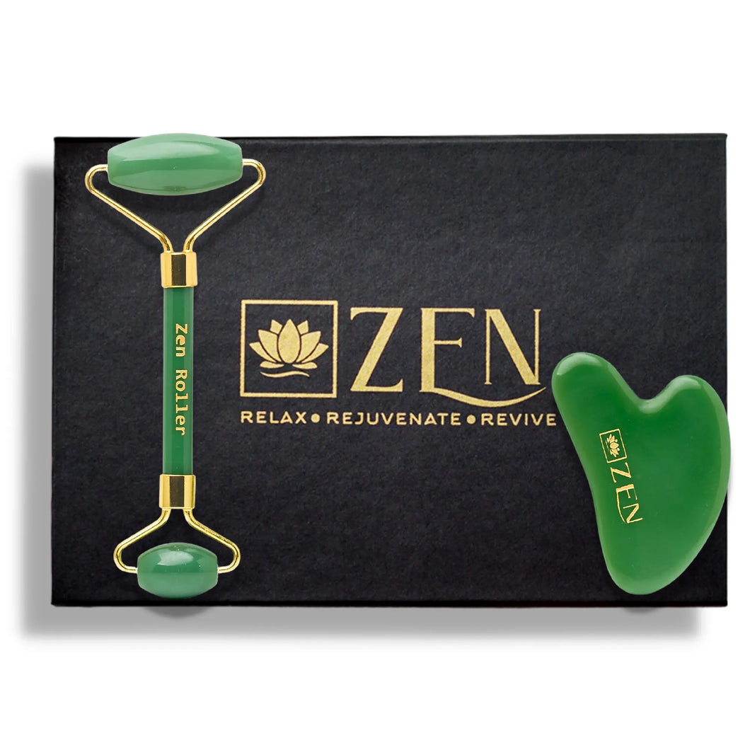 Zen Jade Roller & Gua Sha Set | Authentic & Certified – The Zen Crystals - The Zen Crystals