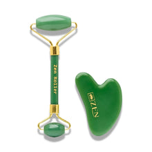 Load image into Gallery viewer, Zen Jade Roller &amp; Gua Sha Set | Authentic &amp; Certified – The Zen Crystals - The Zen Crystals
