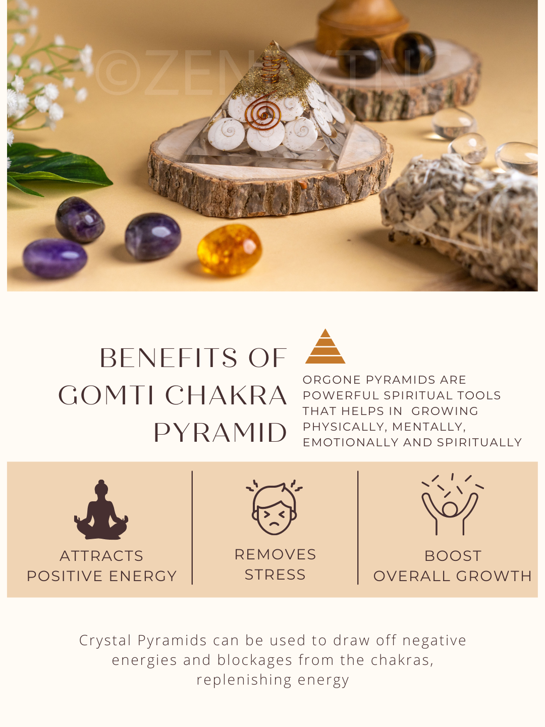 Zen Gomti Chakra Orgonite Pyramid | Prosperity, Financial Stability & Abundance The Zen Crystals