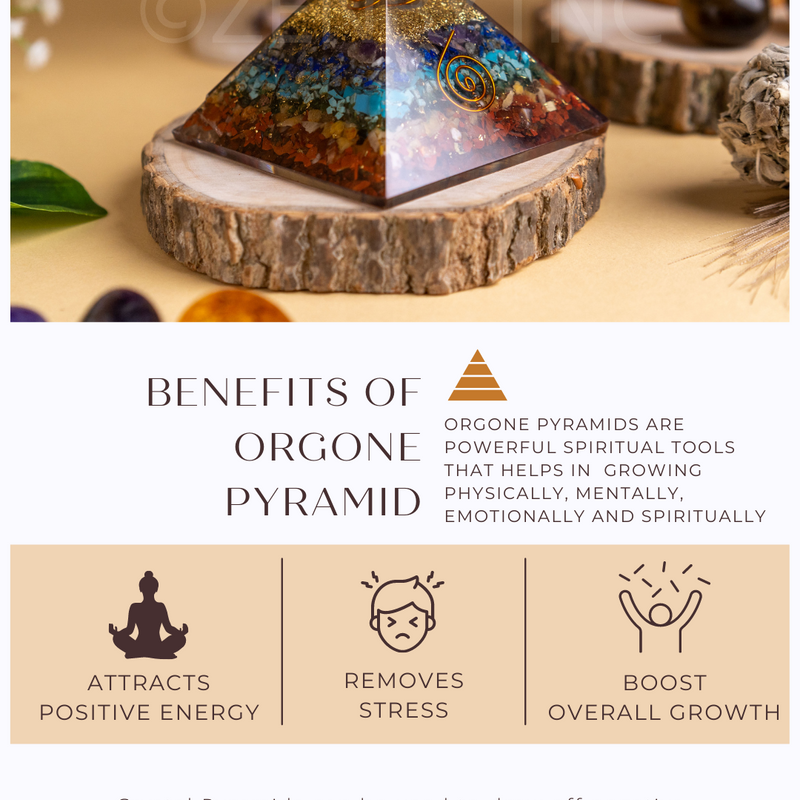 Zen Seven Chakra Orgonite Pyramid For Overall Wellbeing The Zen Crystals