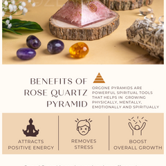 Zen Rose Quartz Orgonite Pyramid For Love, Trust & Harmony in Relationship The Zen Crystals